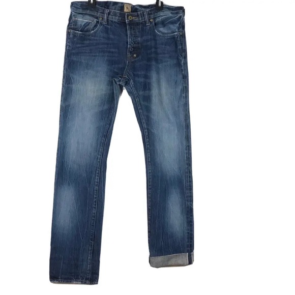 PRPS Japanese Selvedge Donwan Harrell Jeans Straight Button Blue Men 34 - Picture 2 of 8